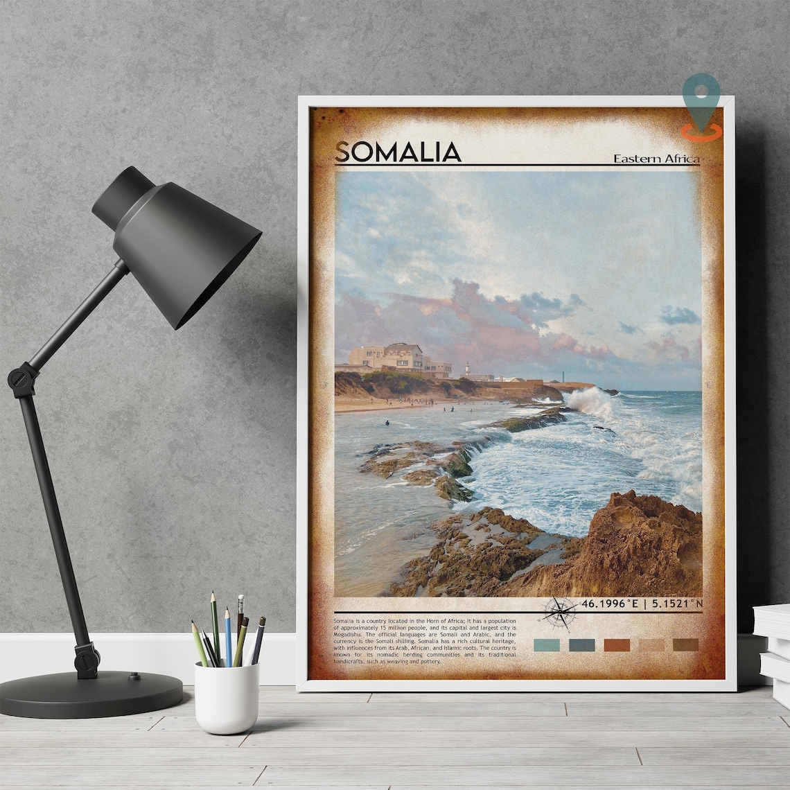 Somalia Eastern Africa Rugged Rocky Ocean Coast Travel Poster - Image 4