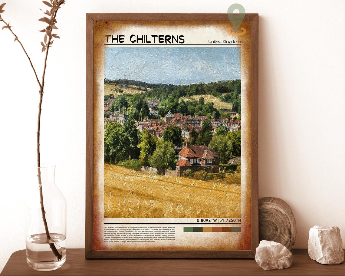 The Chilterns England Village Church Countryside Travel Poster - Image 6