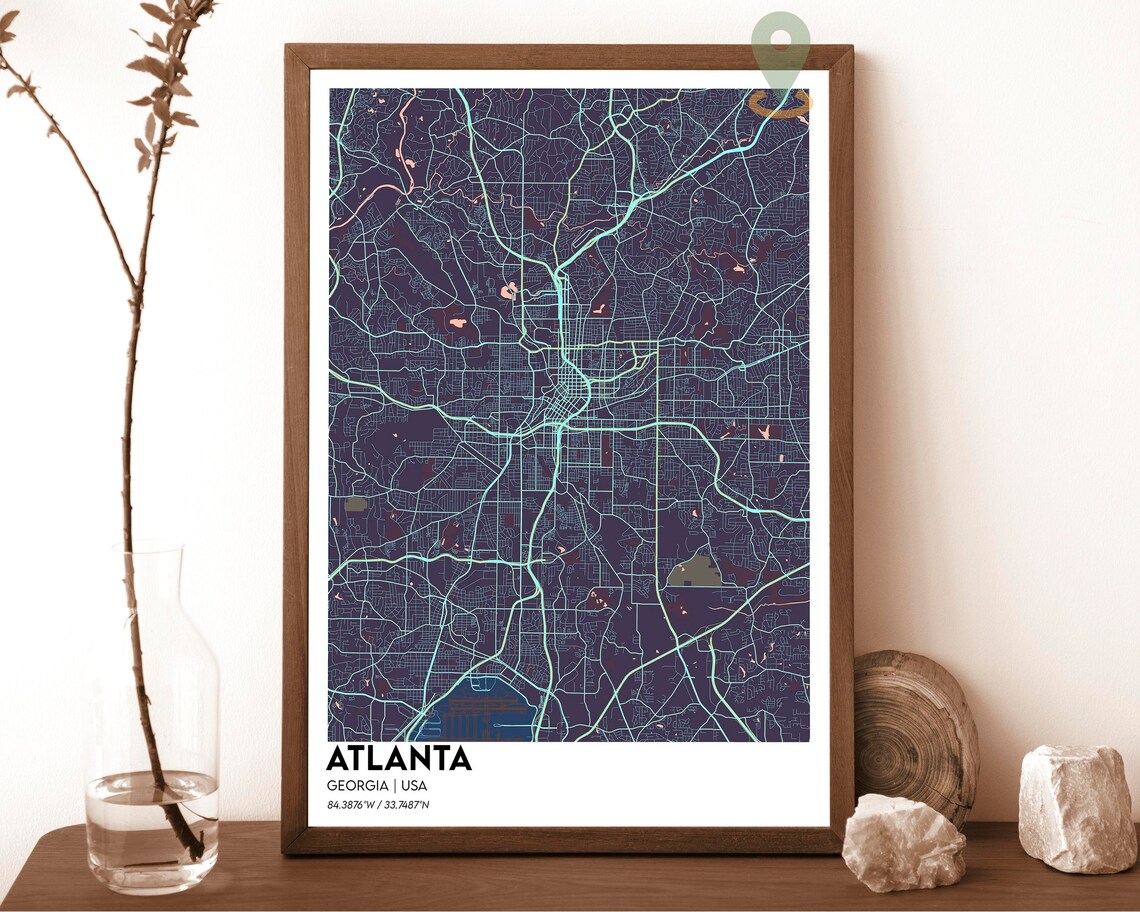 Atlanta Map Atlanta Map Print Atlanta Personalized Map Atlanta Wall Art Atlanta Travel Poster Atlanta Poster Atlanta Georgia Poster