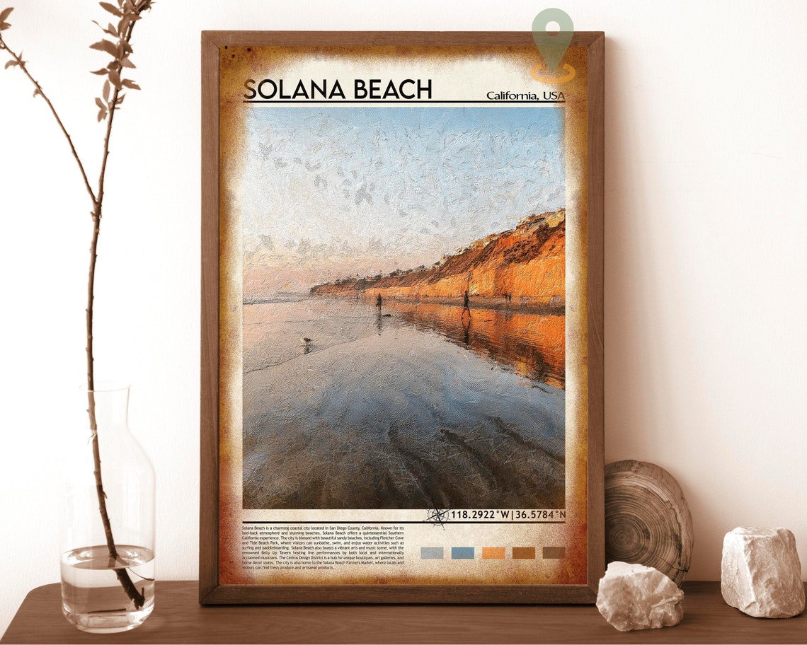 Solana Beach California Sunset Beach Cliffs Photo Travel Wall Art - Image 6