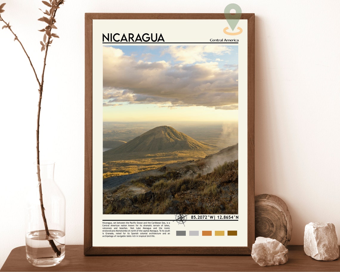 Nicaragua Central America Volcano Crater Sunset Landscape Poster