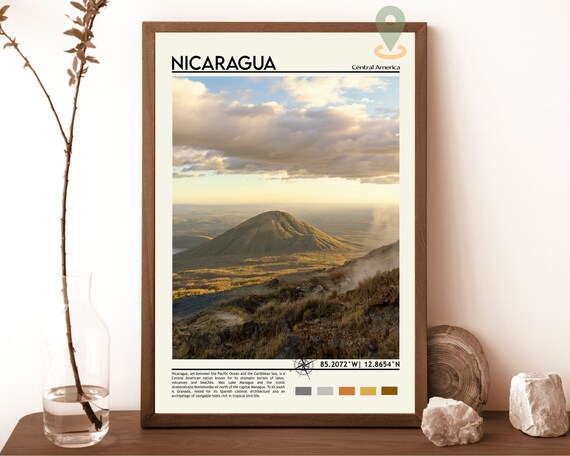 Nicaragua Central America Volcano Crater Sunset Landscape Poster