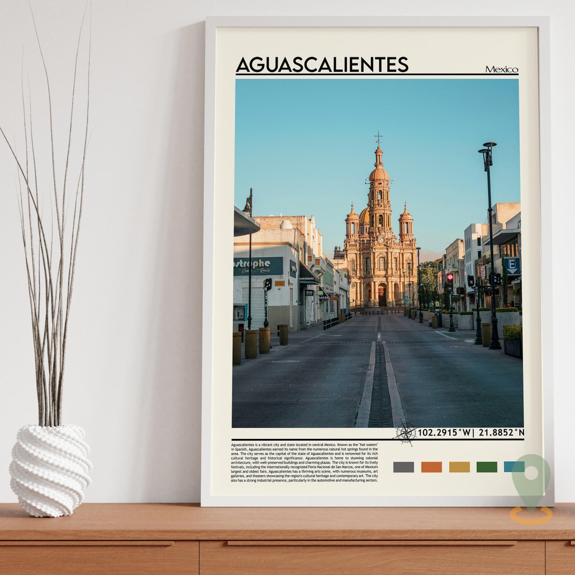 Aguascalientes Print Aguascalientes Poster Aguascalientes Wall Art Aguascalientes Travel Print Aguascalientes Art Print Mexico Poster - Image 3