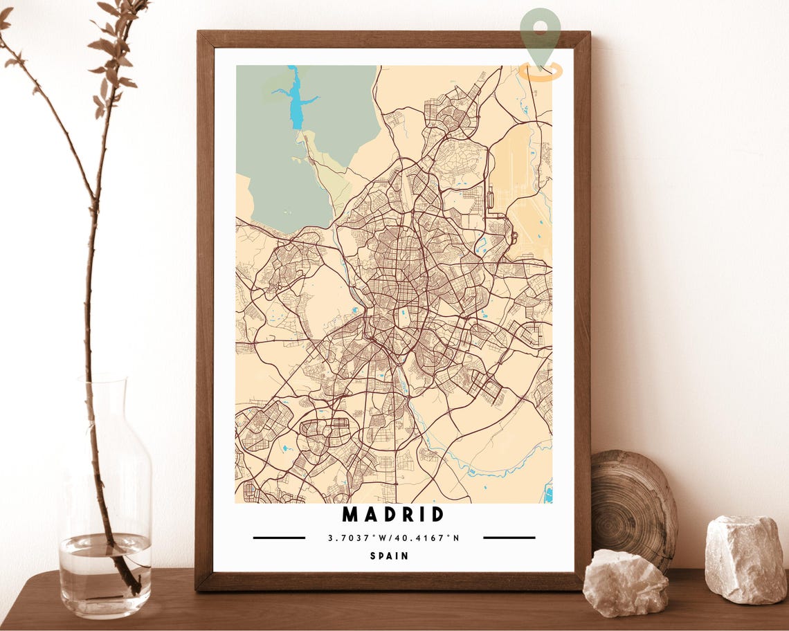 Madrid Spain Emerald Minimalist Street Map Coordinates Poster - Image 6