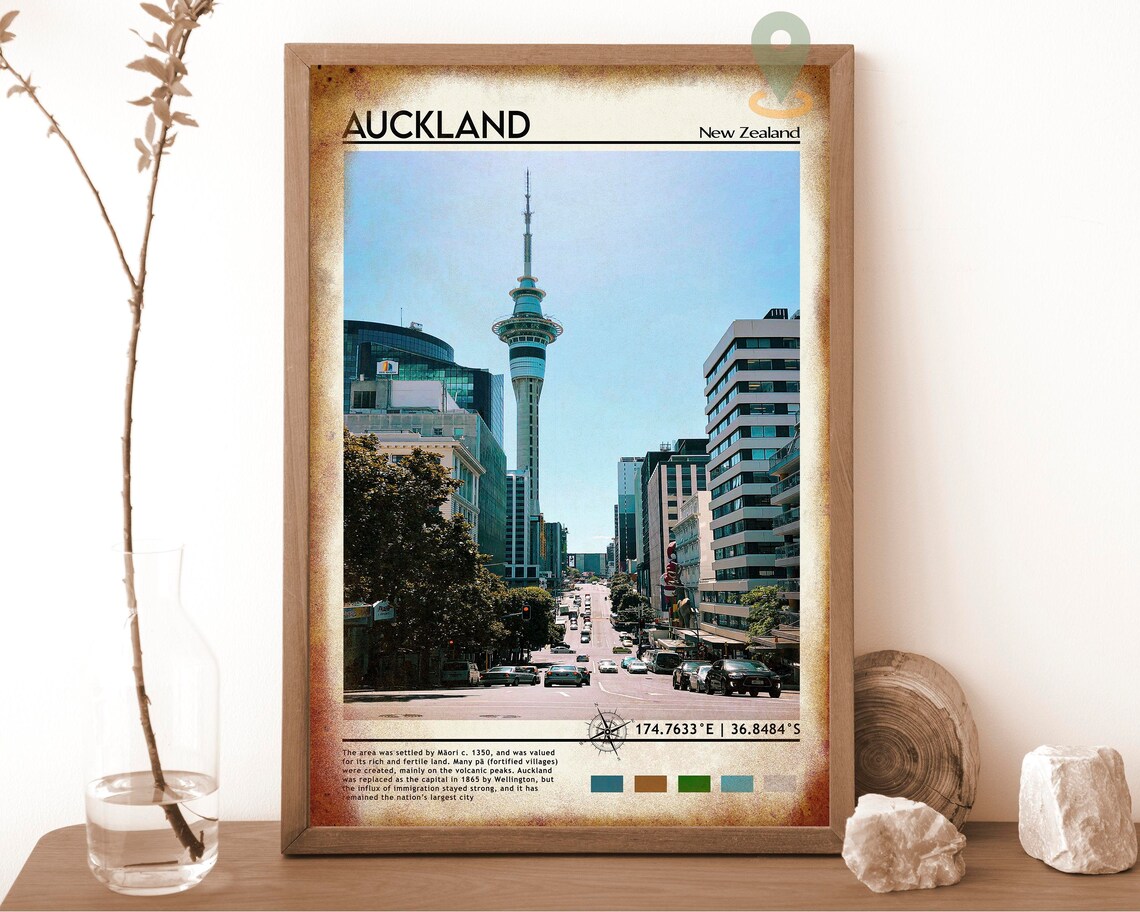 Auckland New Zealand Sky Tower Downtown Street Skyline Poster - Image 6