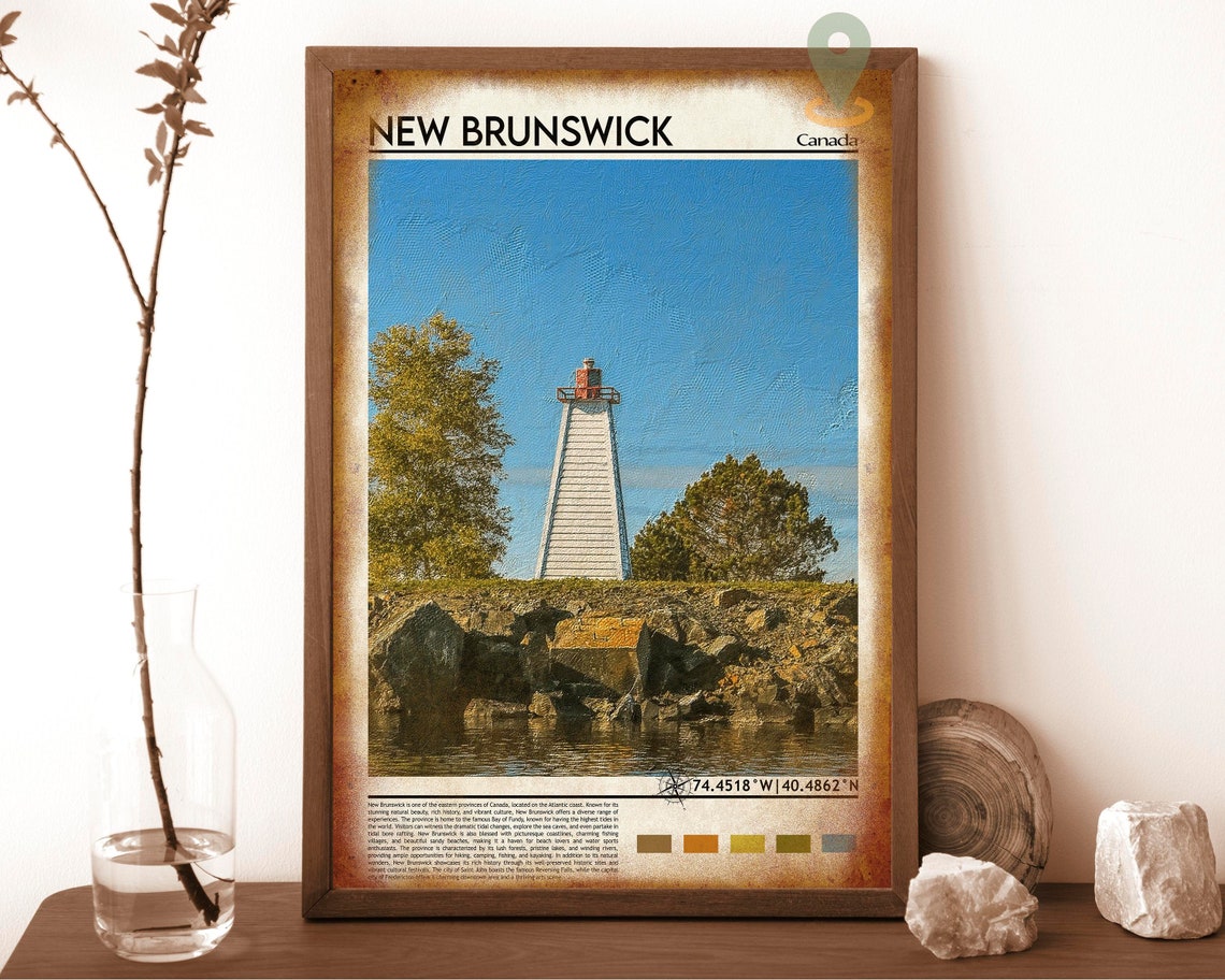 New Brunswick Canada Coastal Lighthouse Rocky Shore Travel Print - Image 6