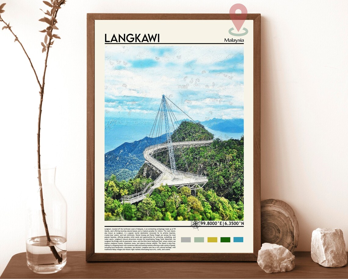 Langkawi Malaysia Sky Bridge Island Mountain Scenery Travel Print