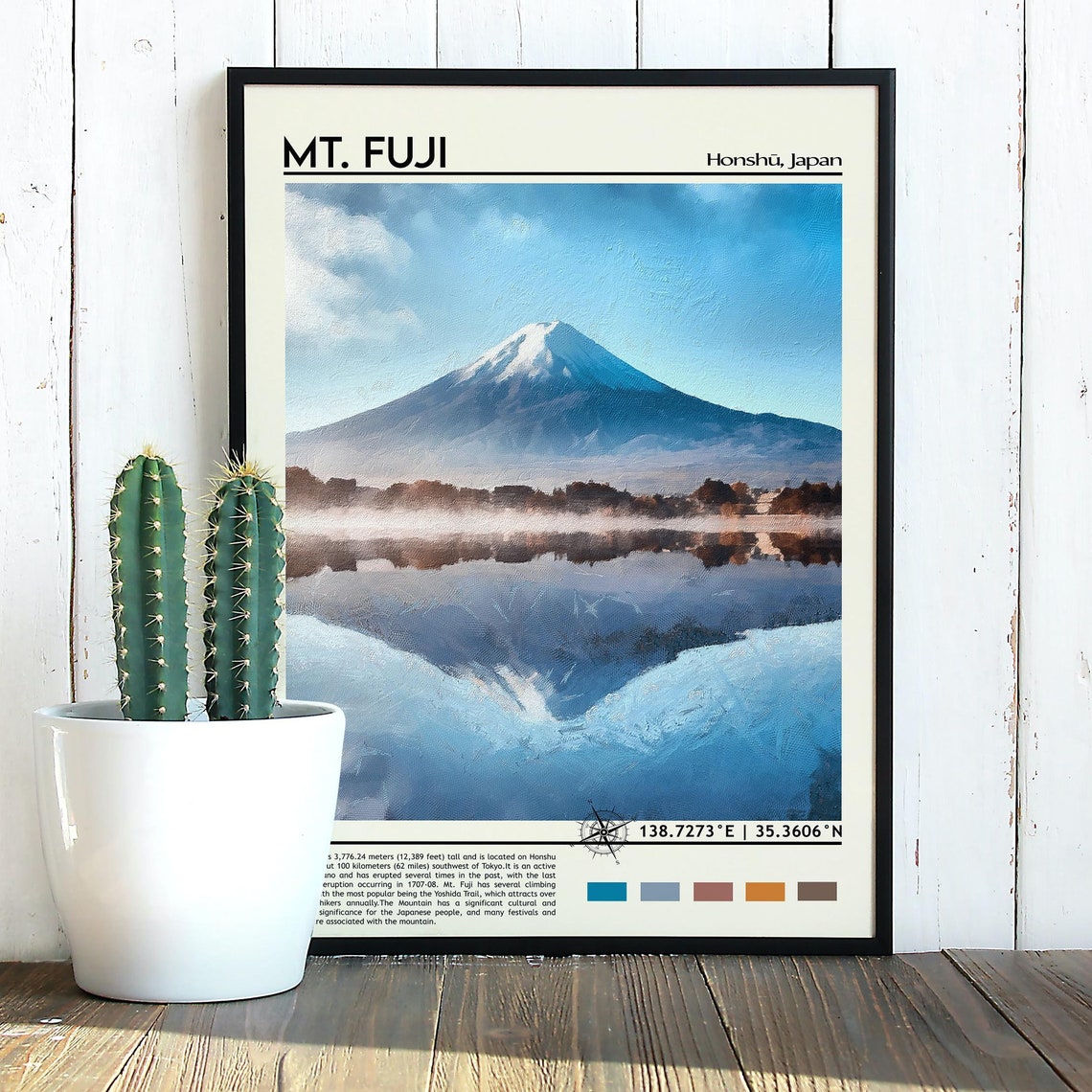 Mount Fuji Japan Snow Capped Peak Lake Reflection View Poster - Image 3