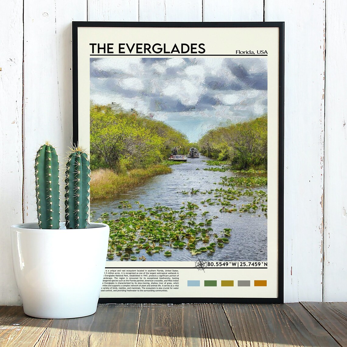The Everglades Florida Airboat Wetlands Oil Painting Travel Poster - Image 5