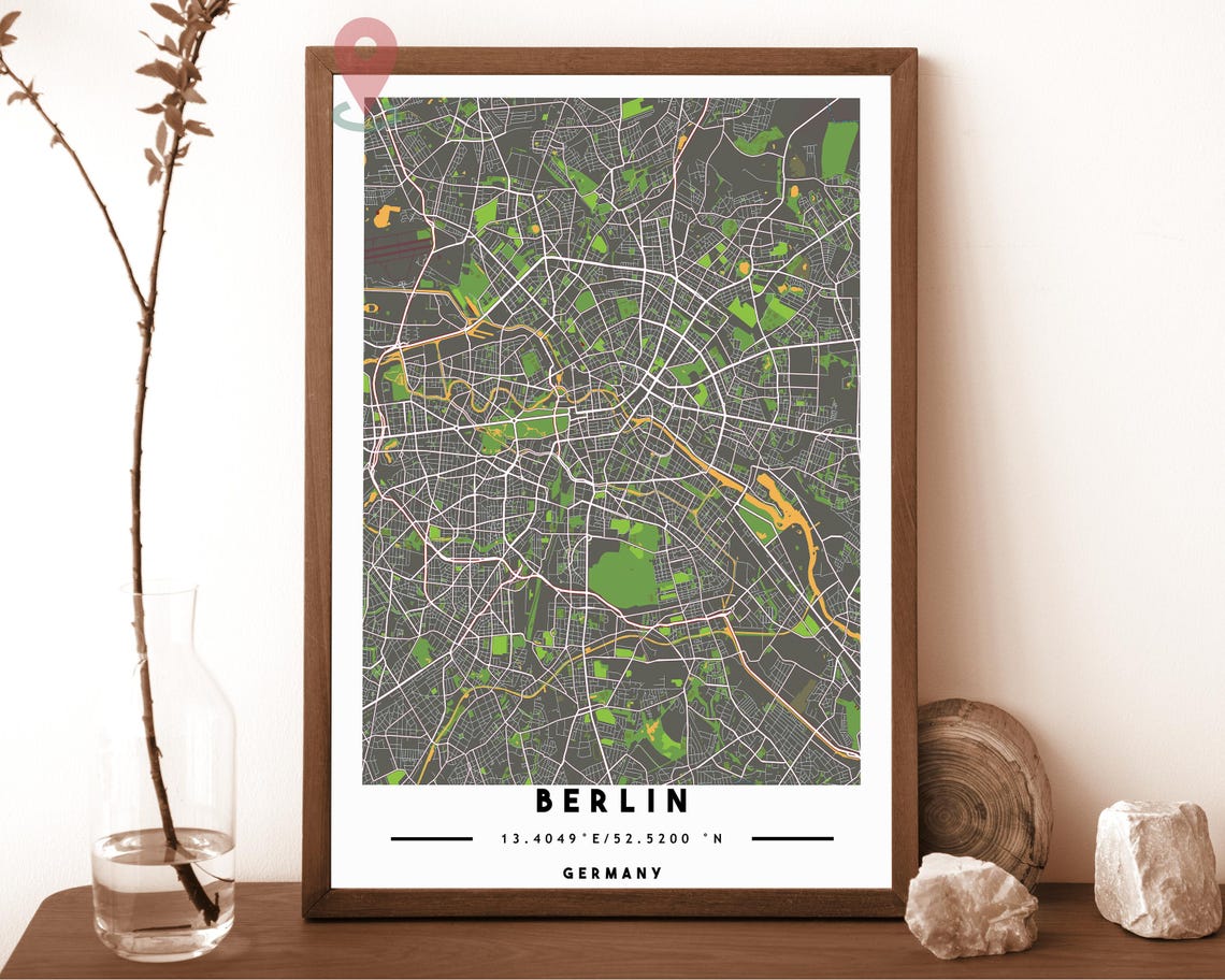 Berlin Germany City Street Map Black White Poster Wall Decor - Image 2