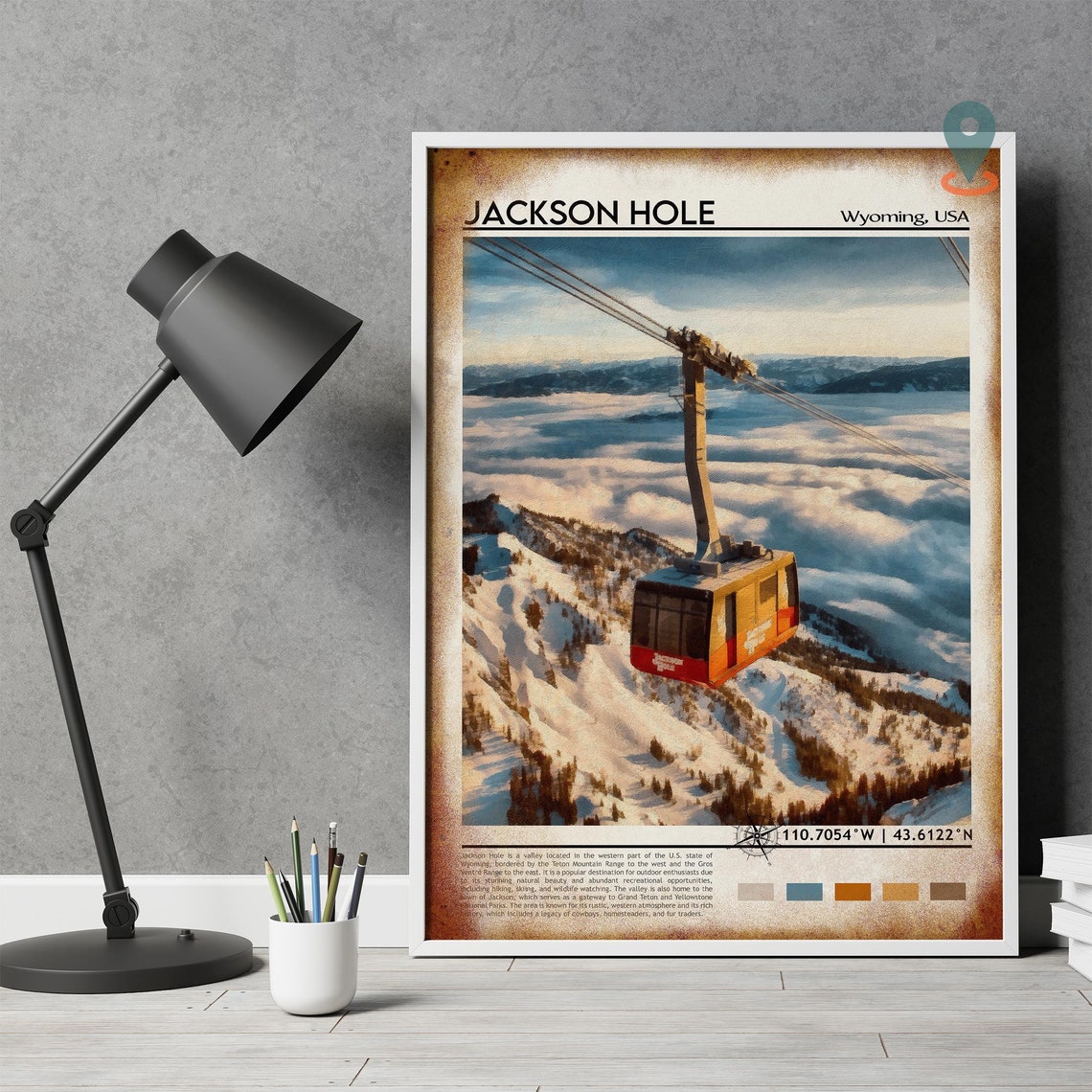 Jackson Hole Wyoming Ski Gondola Mountain Resort Winter Poster - Image 4