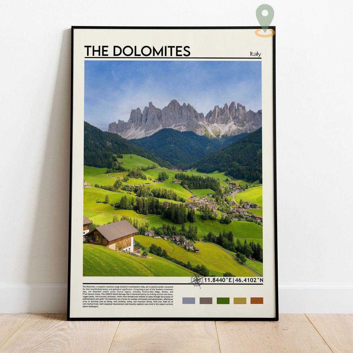 The Dolomites Italy Alpine Valley Peaks Meadow Travel Poster - Image 4