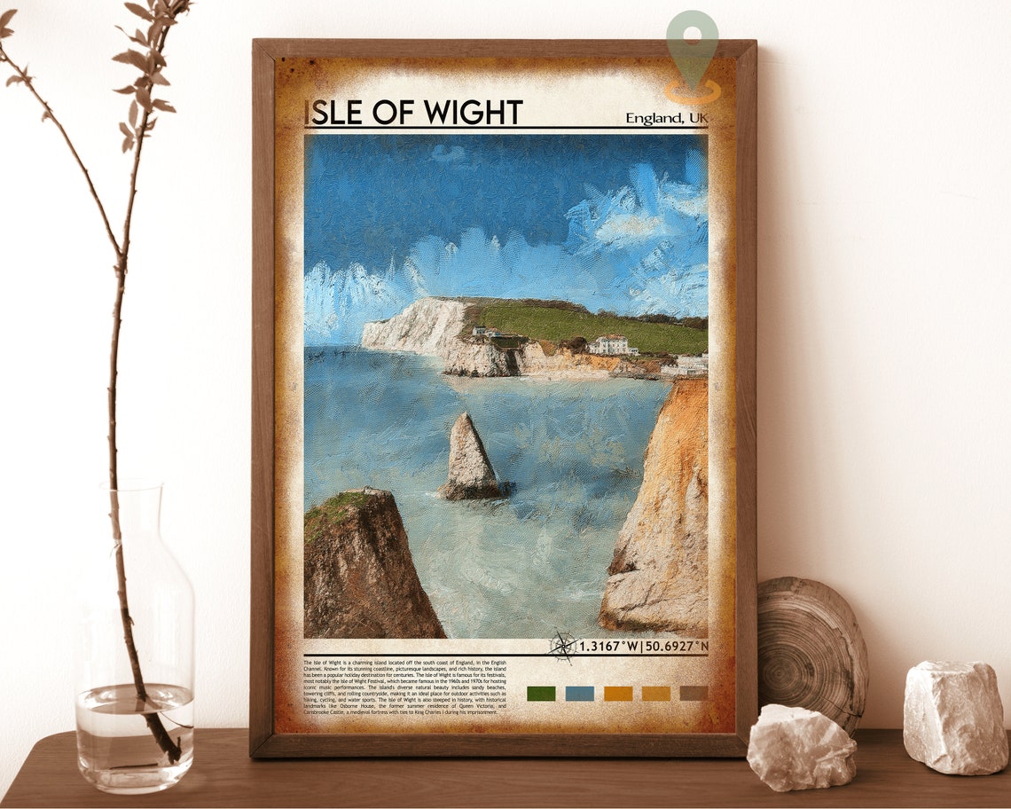 Isle of Wight England White Cliffs Coastal Photo Travel Wall Art - Image 6