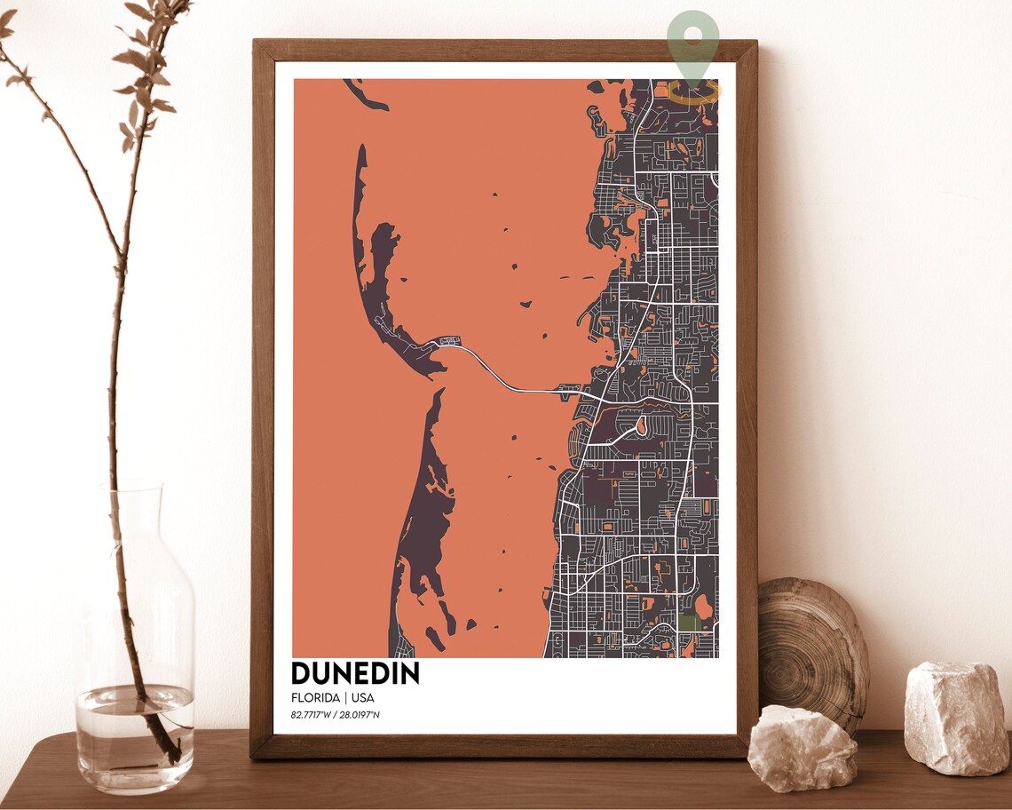 Dunedin Florida USA Cyan Gulf Coast Minimal Street Map Poster - Image 4
