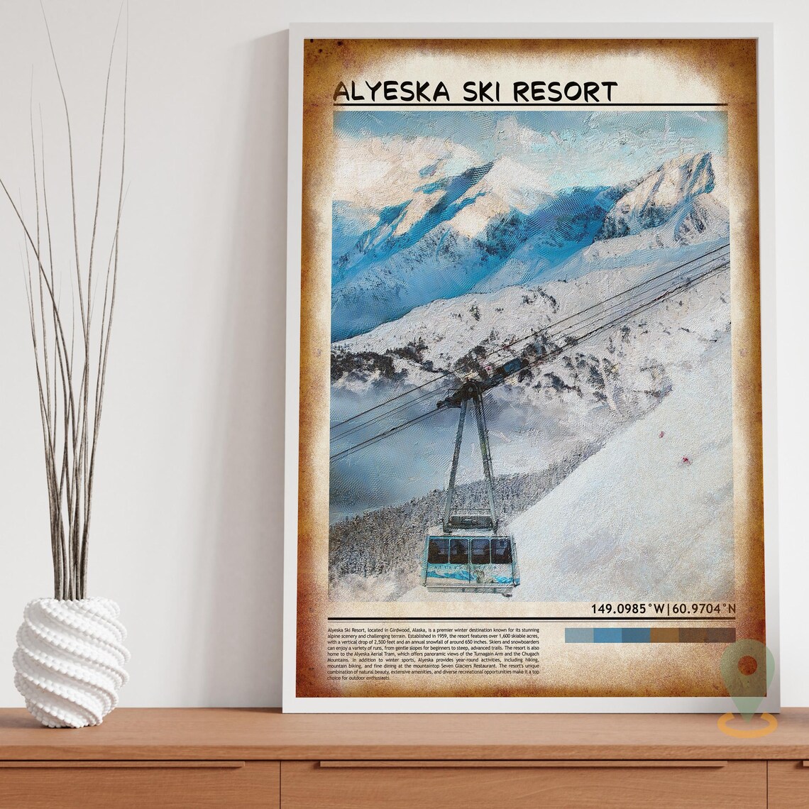 Alyeska Ski Resort Alaska Aerial Tram Snowy Mountain View Poster - Image 3