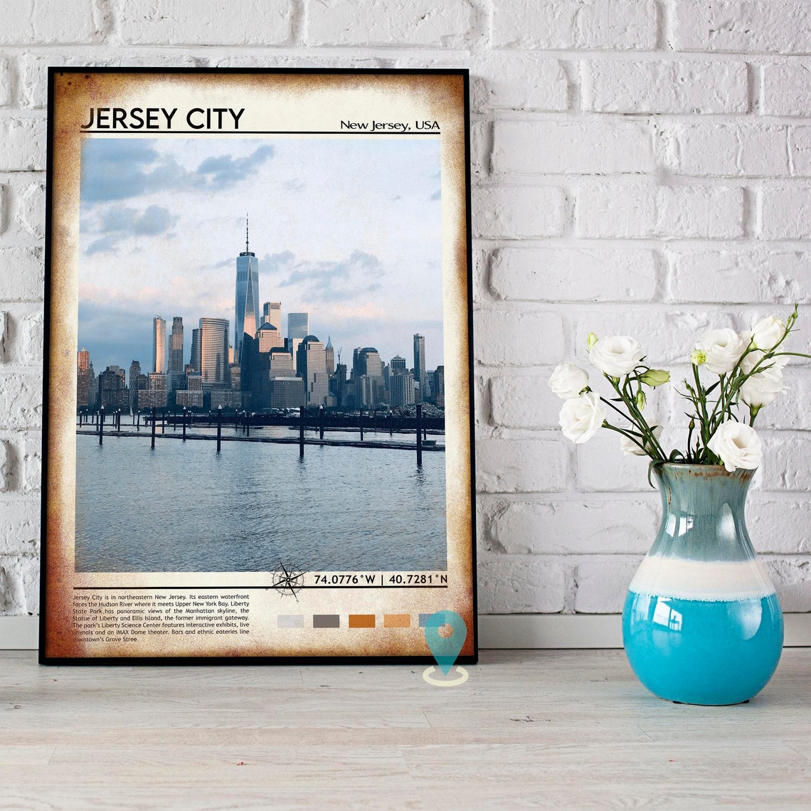 Jersey City Print Jersey City Poster Jersey City Wall Art Jersey City Travel Jersey City Art Print Jersey City Artwork New Jersey - Image 4
