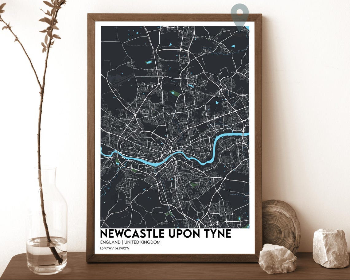 Newcastle upon Tyne England UK Red City Street Map Art Poster - Image 5