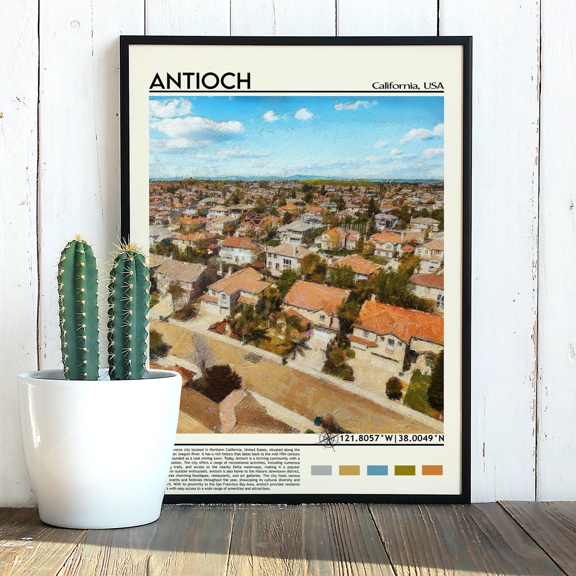 Antioch California Aerial Suburb Neighborhood View Art Poster - Image 2