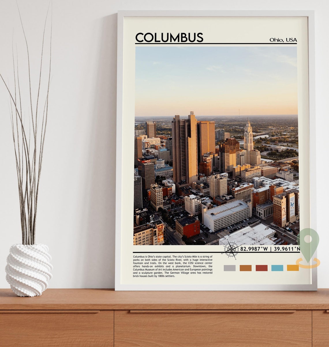 Columbus Ohio Striking Downtown Skyline Sunset Photo Art Poster - Image 3