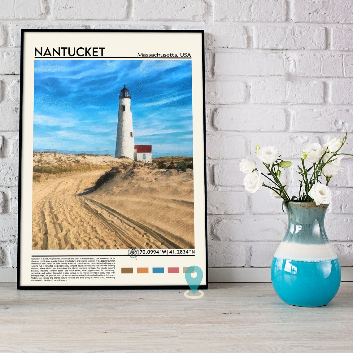 Nantucket Massachusetts Lighthouse Dunes Coastal Scene Poster - Image 4