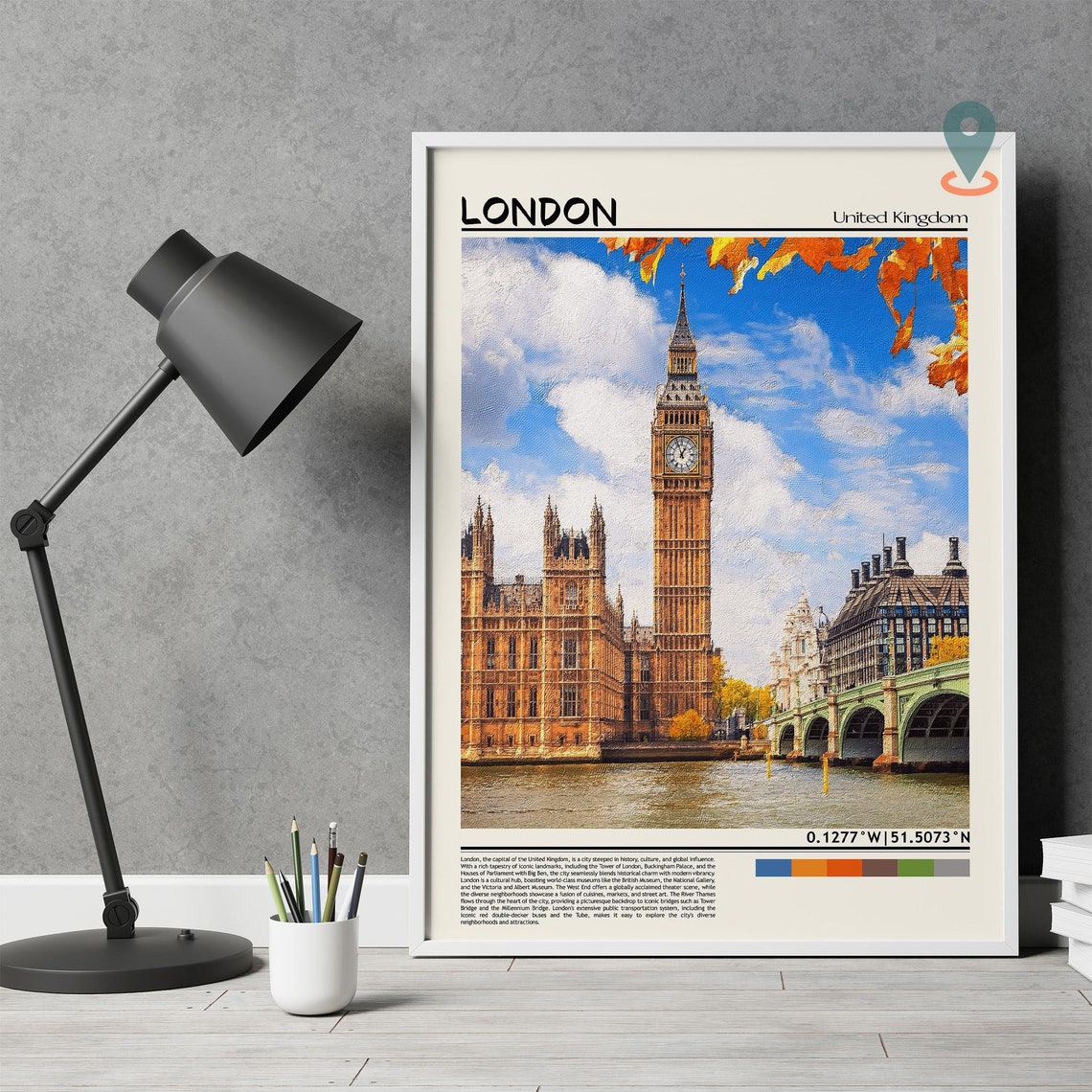 London Big Ben Elizabeth Tower Autumn Westminster Travel Poster - Image 3
