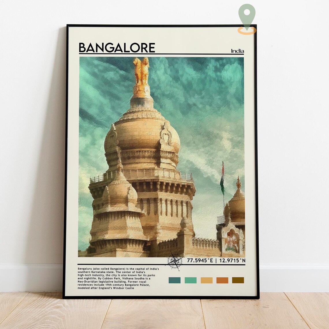 Bangalore India Vidhana Soudha Domed Palace Heritage Travel Poster - Image 2