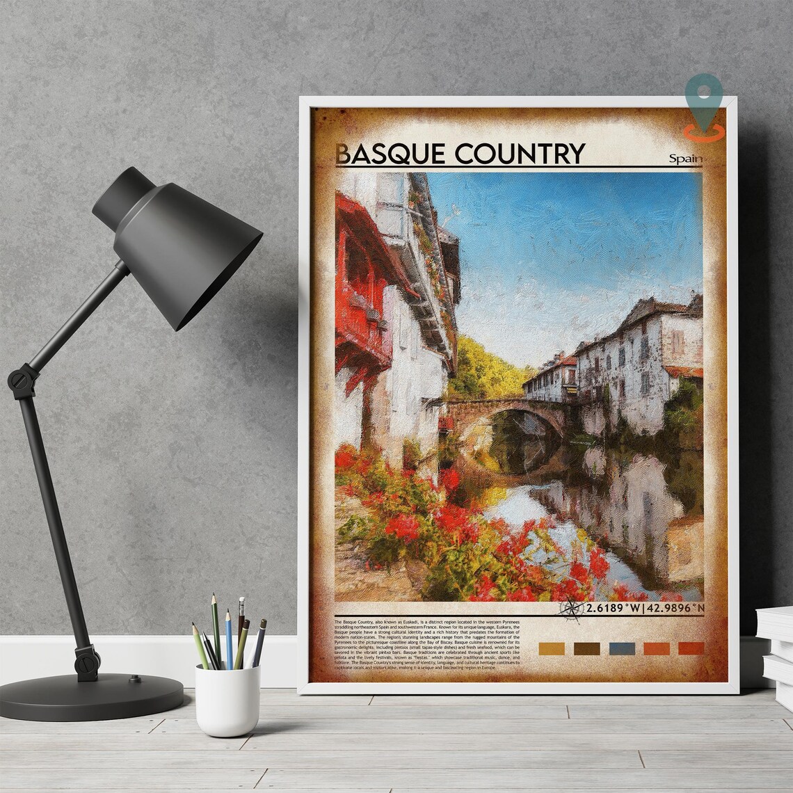 Basque Country Spain Flower Canal Village Photo Travel Wall Art - Image 4