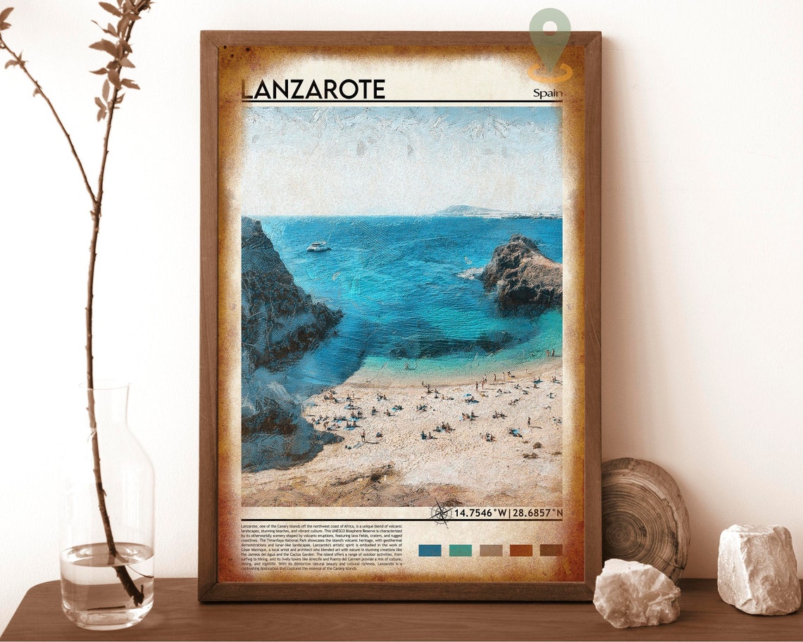Lanzarote Spain Canary Islands Turquoise Beach Cove Travel Poster - Image 6