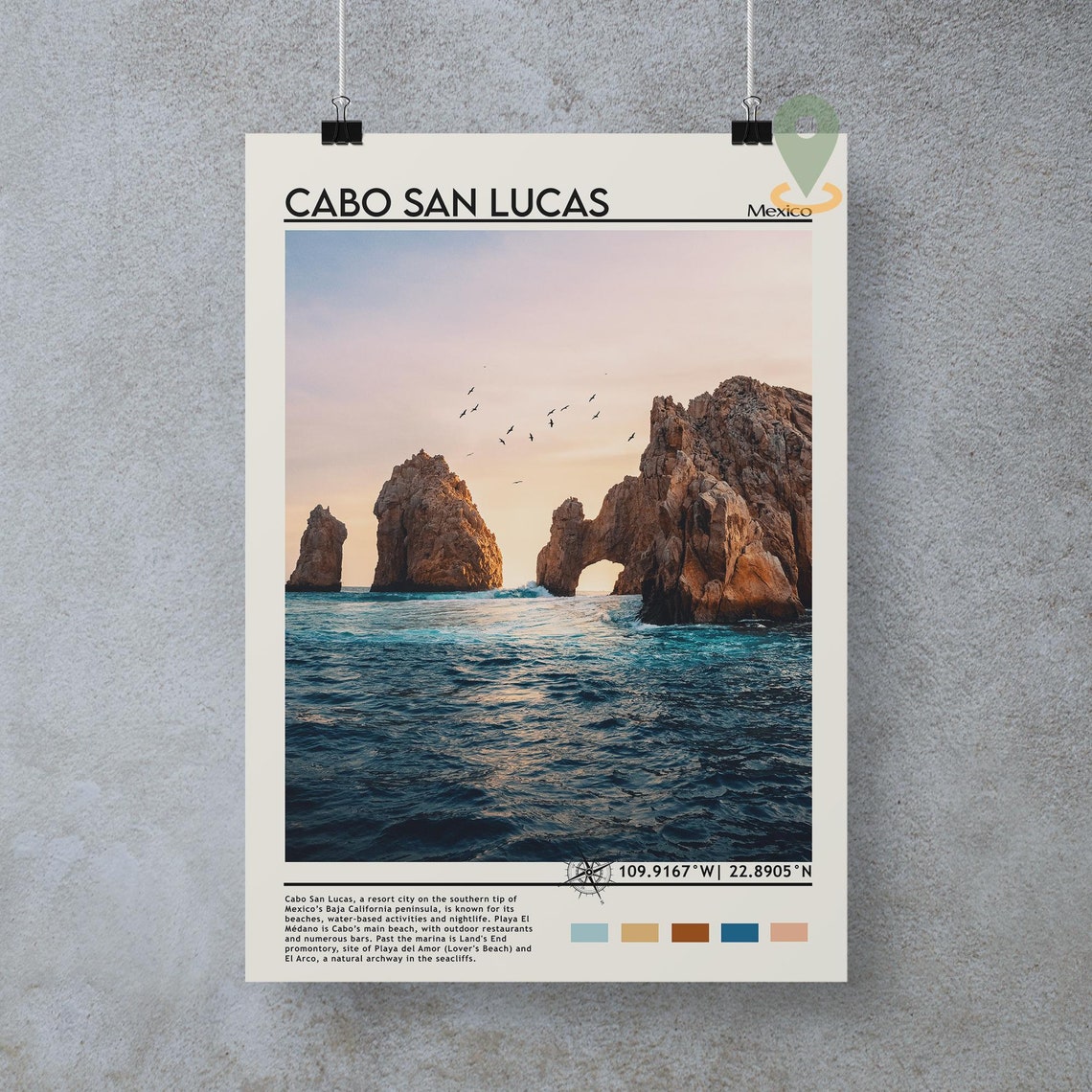 Cabo San Lucas Mexico El Arco Natural Arch Sunset Travel Poster - Image 4