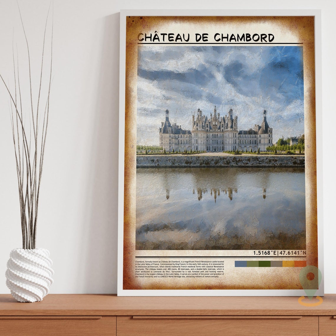 Chateau de Chambord France Renaissance Castle Reflection Photo Poster - Image 3