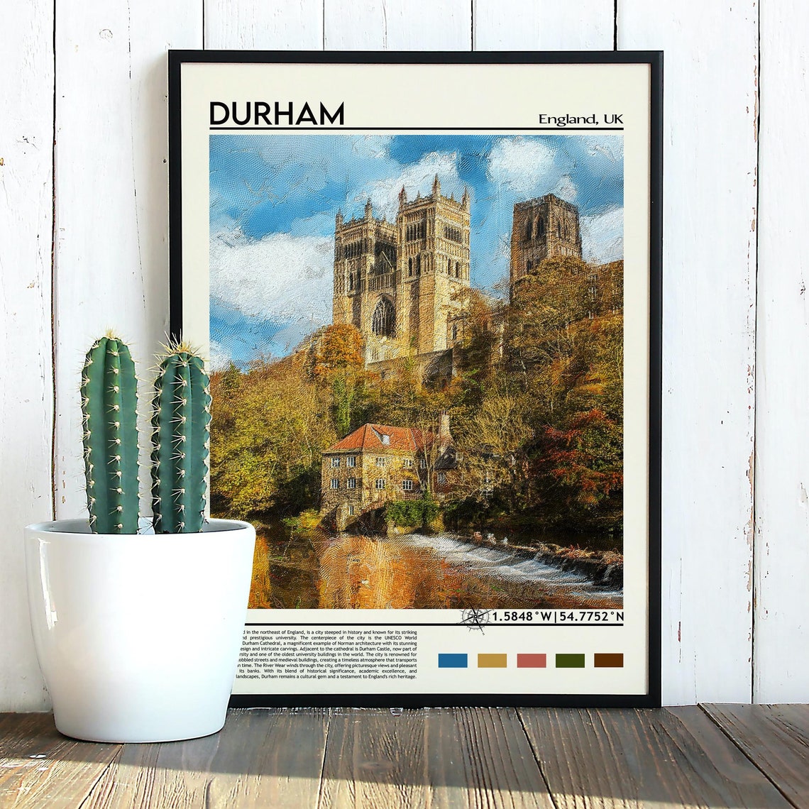 Durham England Cathedral Norman Towers River Weir Historic Poster - Image 3