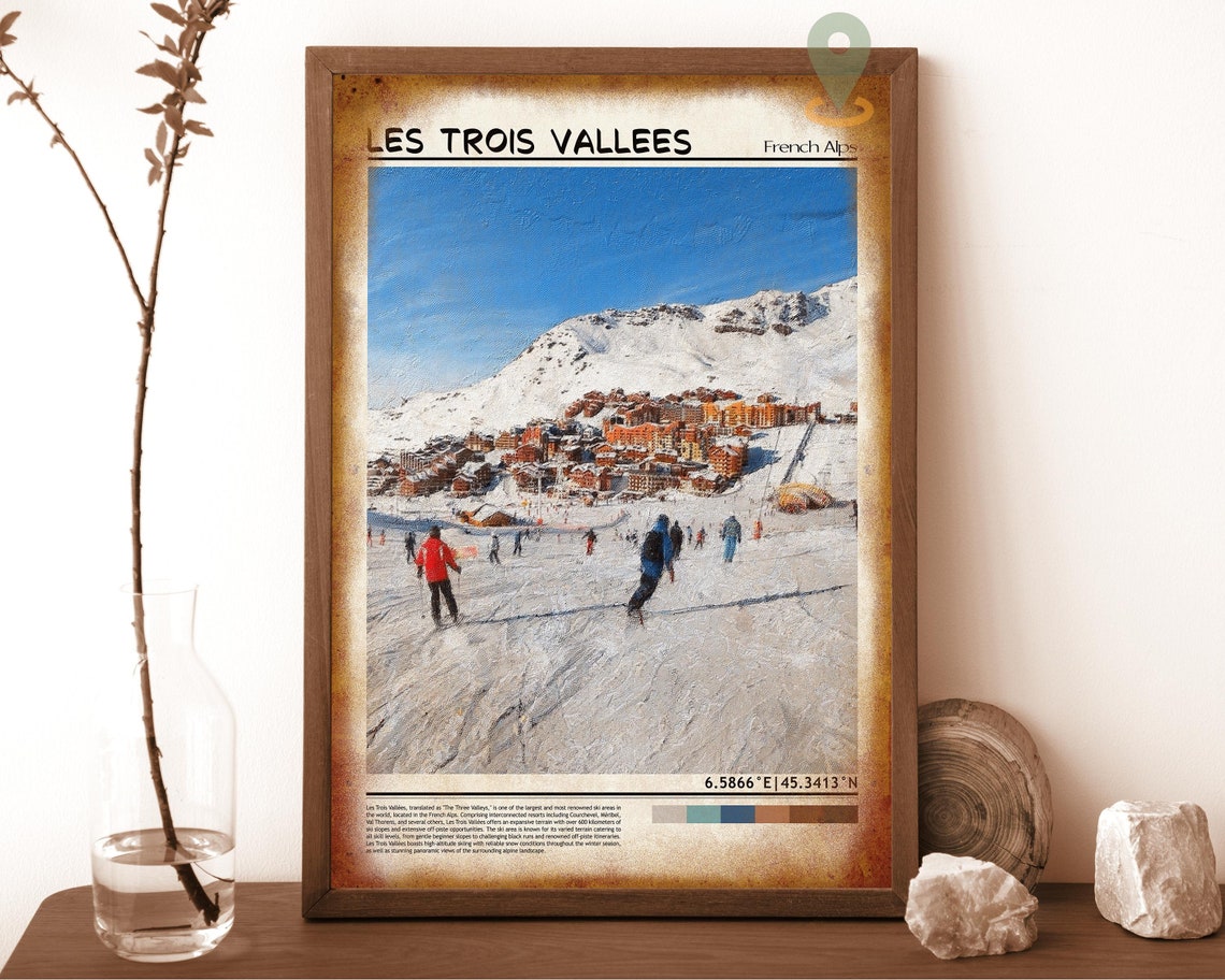 Les Trois Vallees French Alps Ski Village Bustling Slopes Poster - Image 6