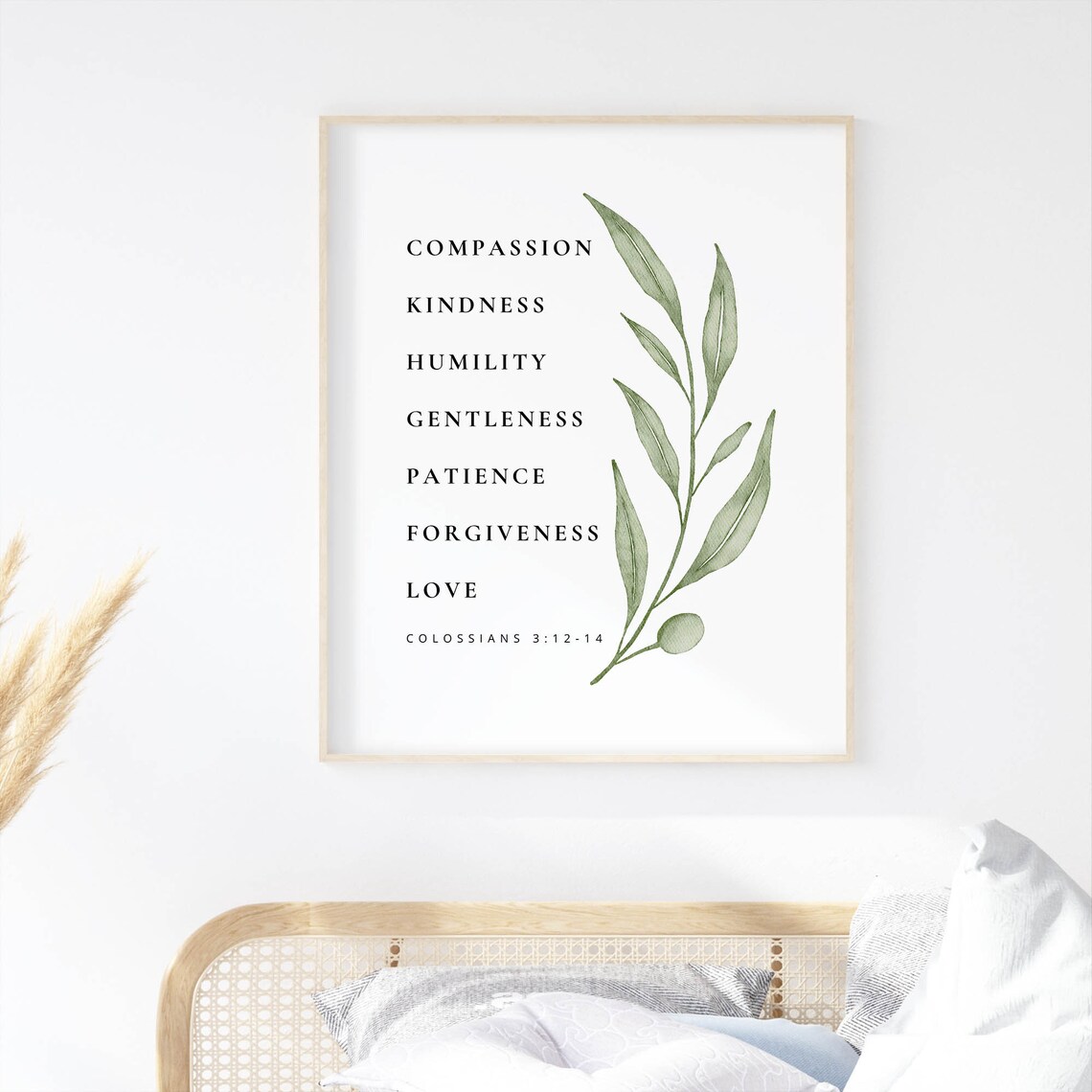 Compassion Kindness Humility Colossians 3:12-14 Botanical Verse Poster - Image 2