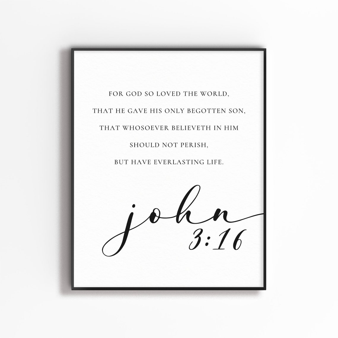 John 3:16 Bible Verse Typography Poster, Christian Home