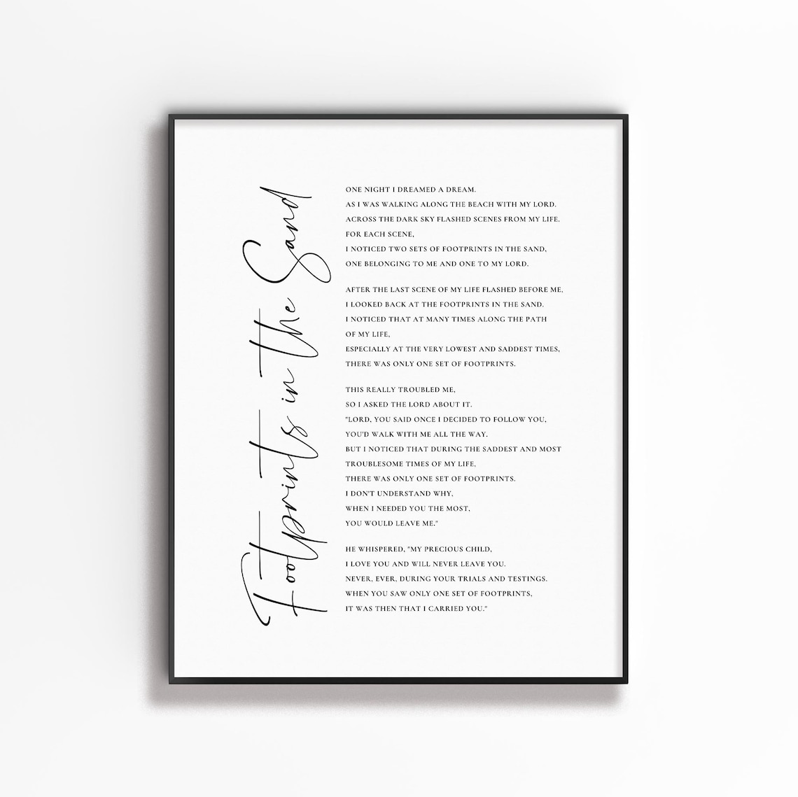 Footprints In The Sand Christian Poem Art Print