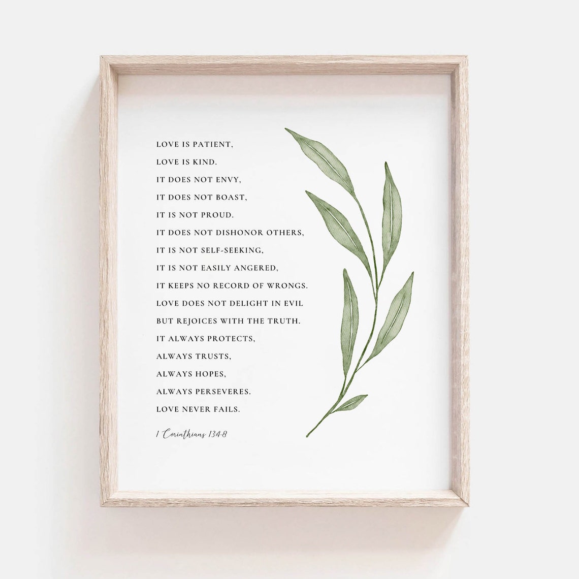 1 Corinthians 13:4-8 Botanical Scripture Art Print - Image 2