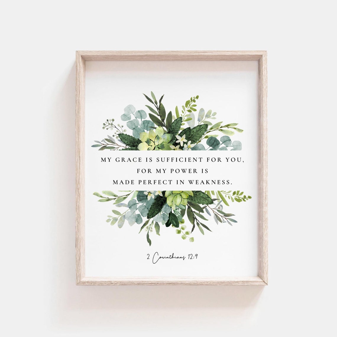 2 Corinthians 12:9 Botanical Scripture Art Print