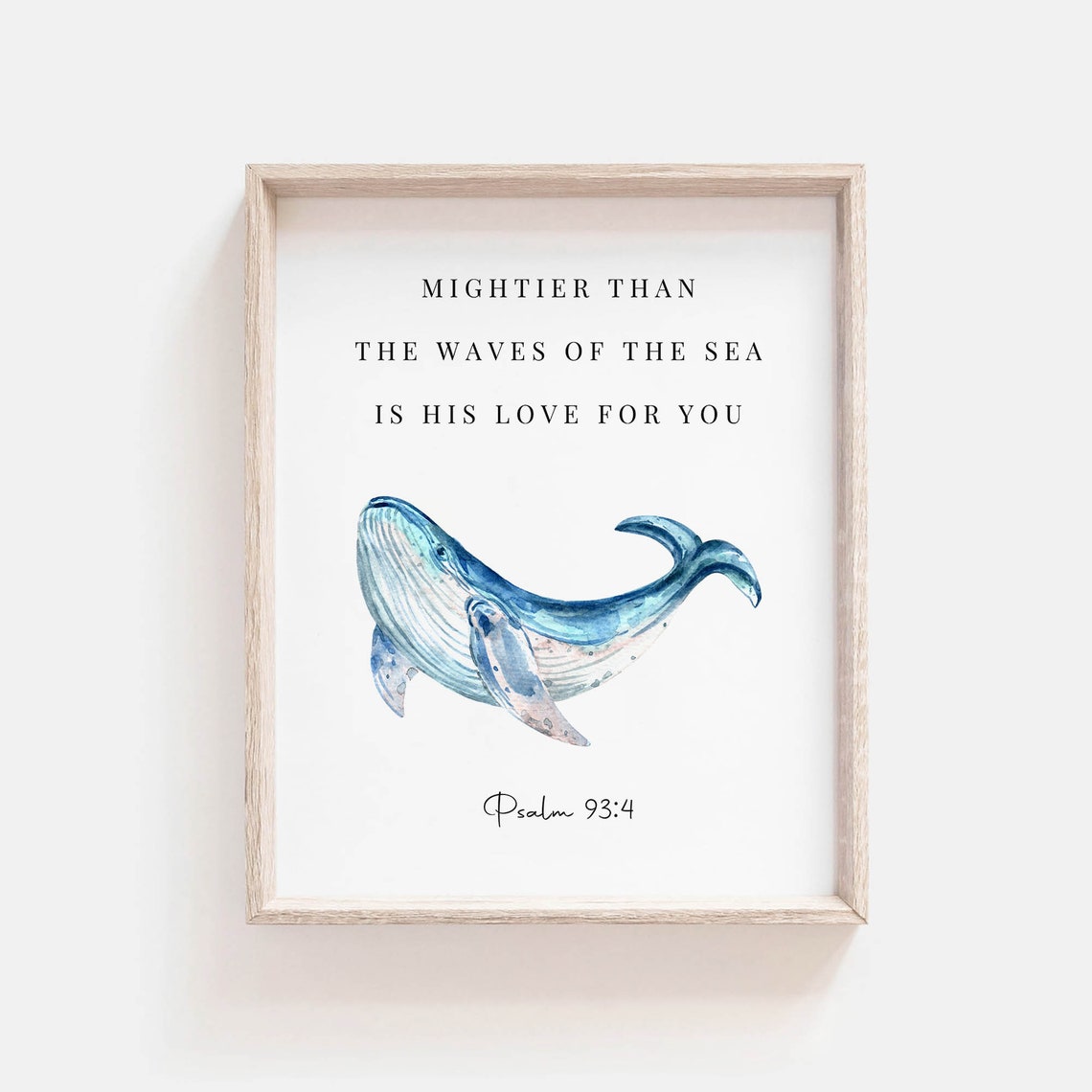 Psalm 93:4 Watercolor Scripture Nursery Poster