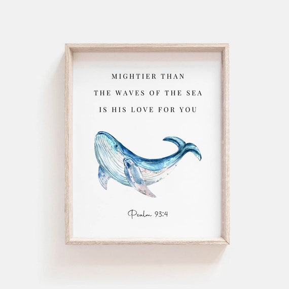 Psalm 93:4 Watercolor Scripture Nursery Poster