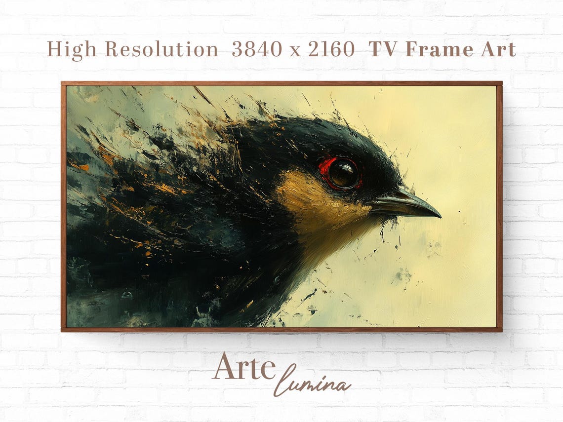 Bold Abstract Black Bird Head Dramatic Wildlife Painting Poster - Image 7