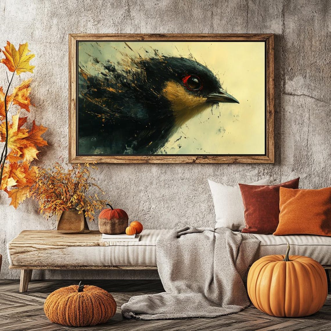 Bold Abstract Black Bird Head Dramatic Wildlife Painting Poster