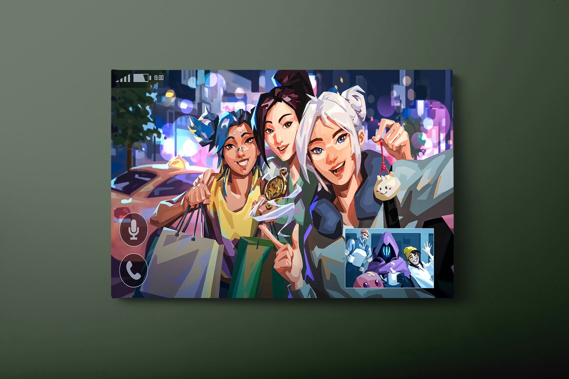 Valorant Heroes Selfie, Raze Sage Jett Omen Art Print