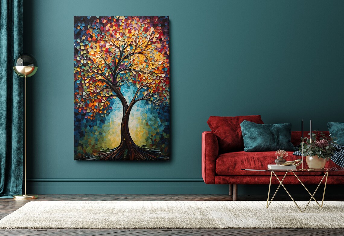 Colorful Tree of Life Wall Art, Modern Life Tree Print - Image 2