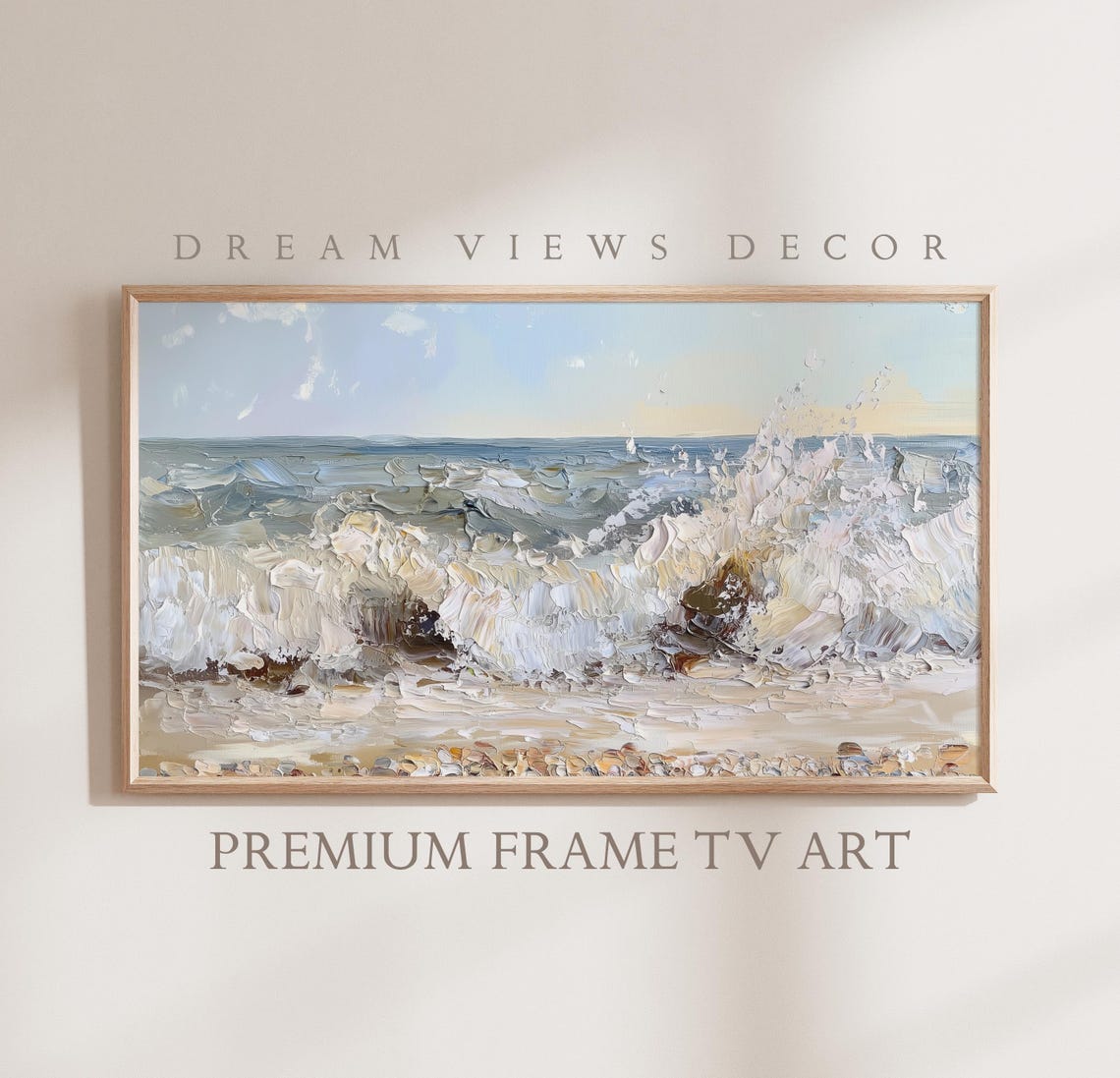 Crashing Ocean Waves Impasto Seascape Textured Coastal Art Poster
