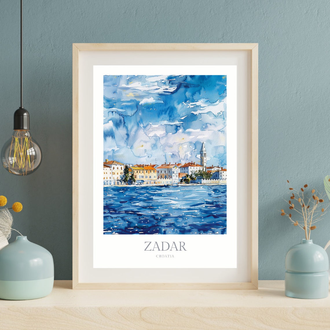 Zadar Croatia Watercolor Old Town Waterfront Adriatic Coast Poster - Image 2