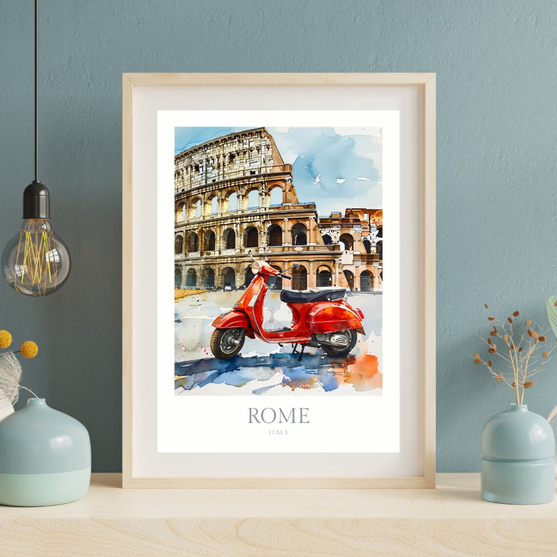 Rome Italy Watercolor Poster, Colosseum Travel Art - Image 2