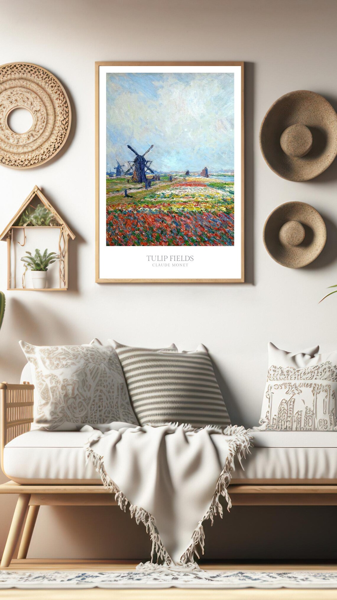 Tulip Fields Windmill Claude Monet Impressionist Vintage Oil Painting Poster - Image 3