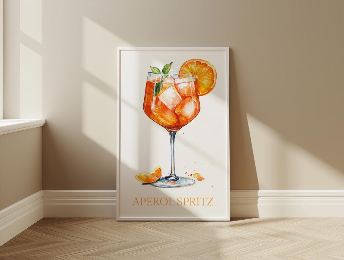 Aperol Spritz Watercolor Italian Orange Cocktail Citrus Art Print - Image 3