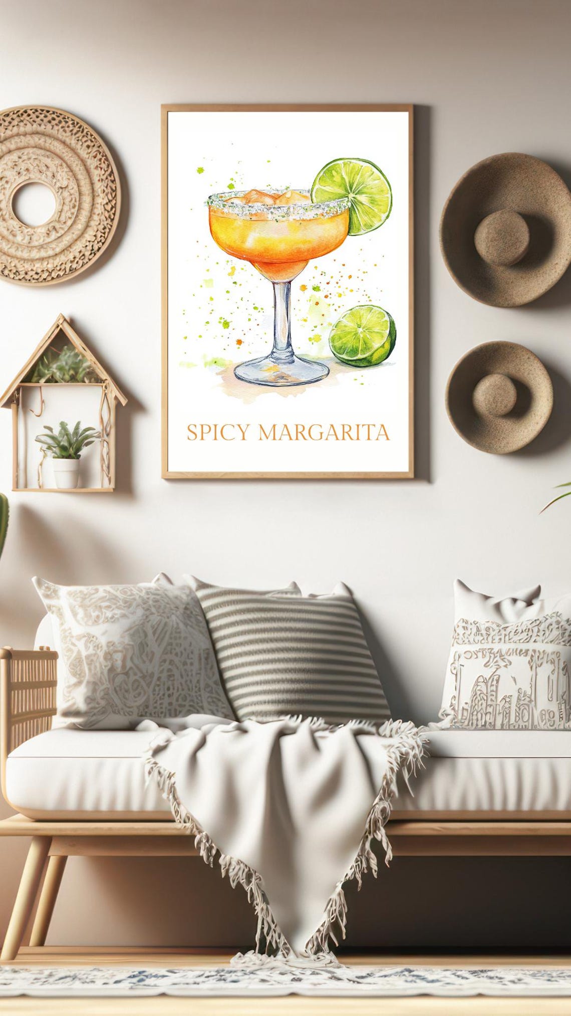Spicy Margarita Watercolor Lime Salt Rim Citrus Cocktail Art Print - Image 2