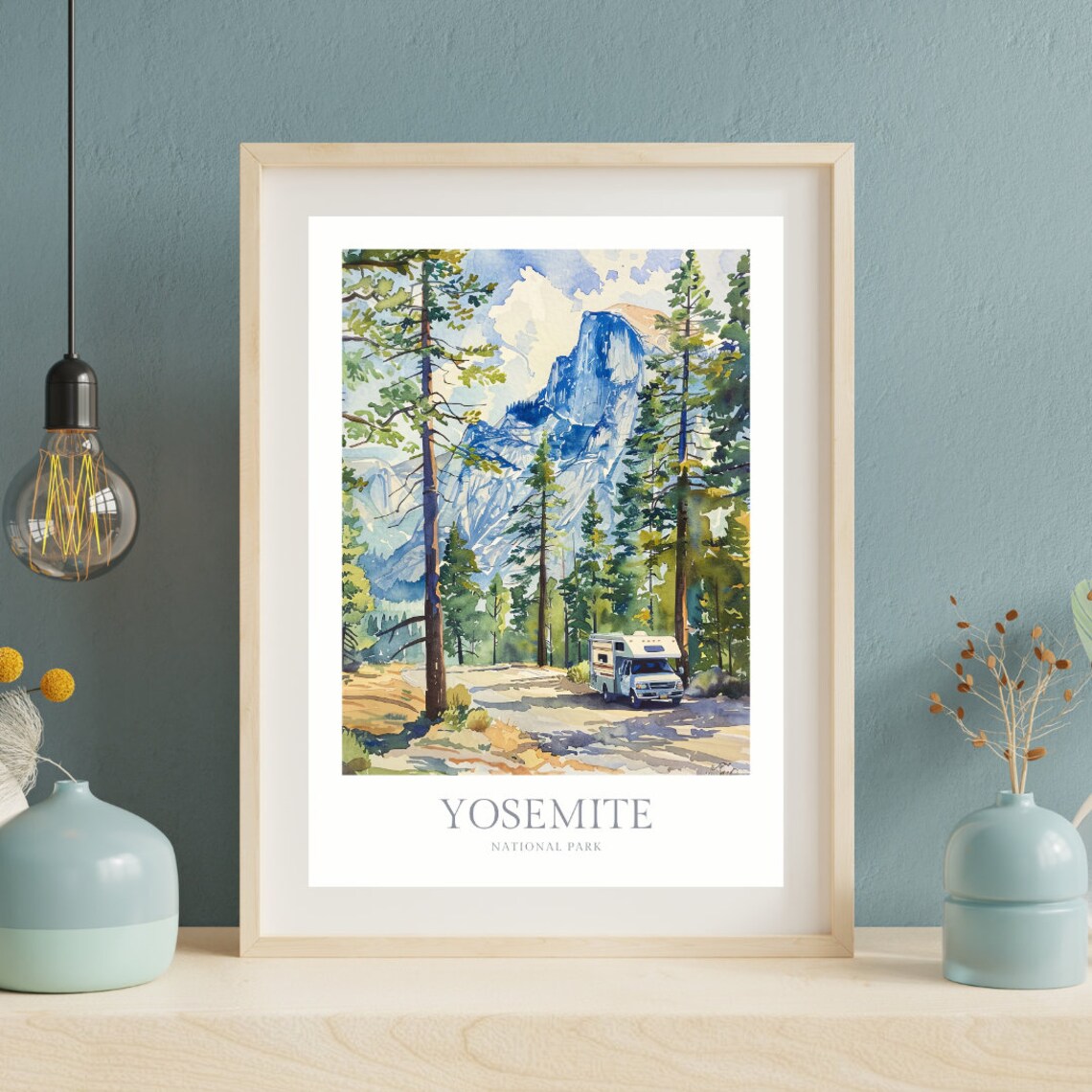 Yosemite National Park California Watercolor Travel Poster - Image 2